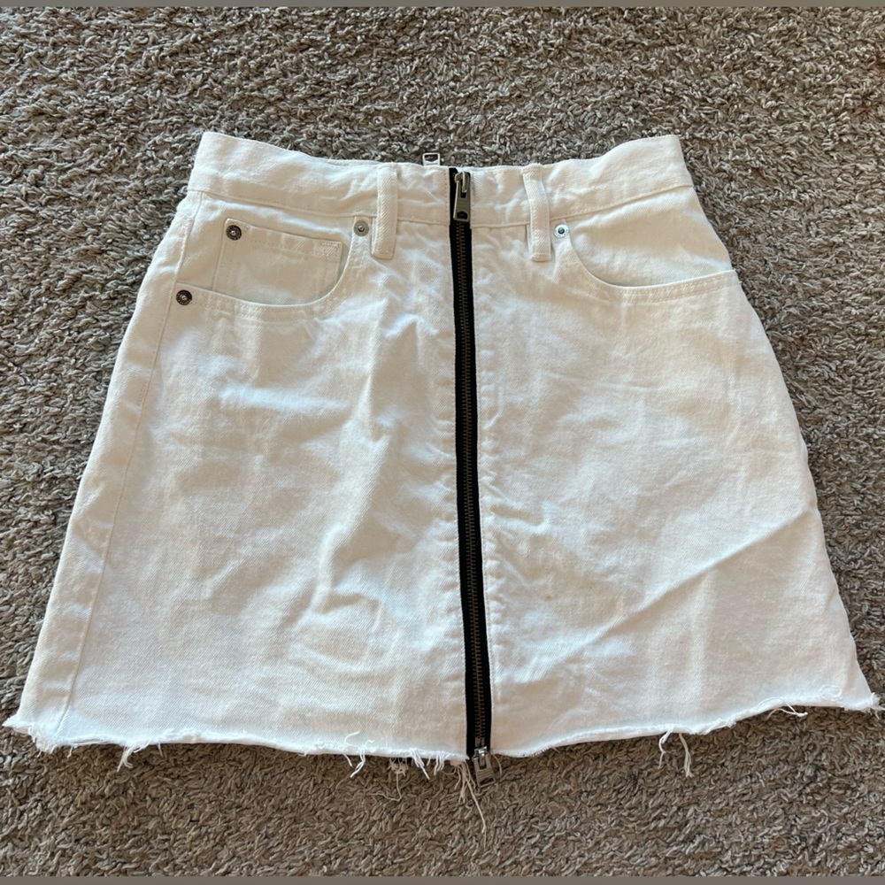 All Saints White Zipper Mini Skirt